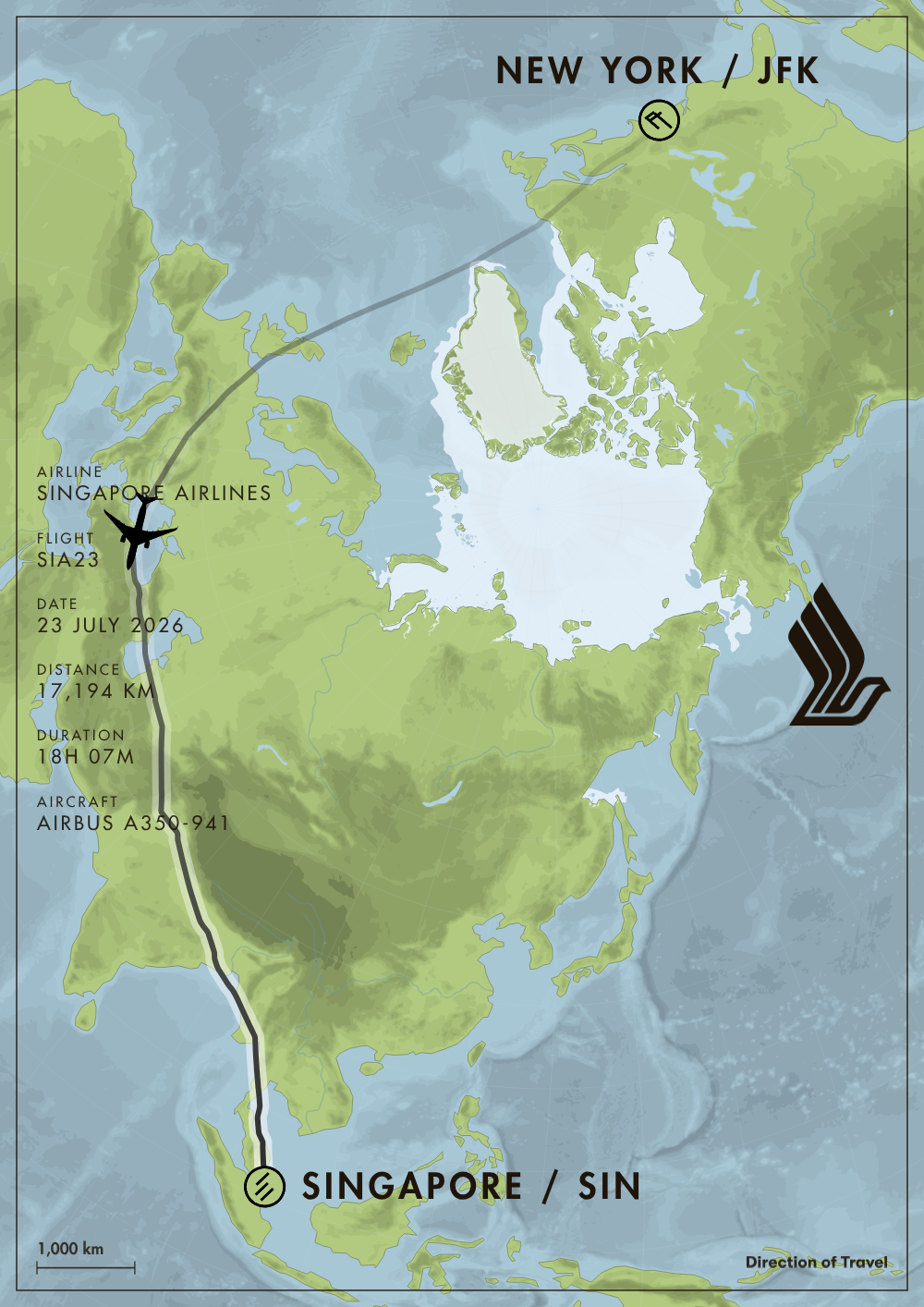 New York to Singapore