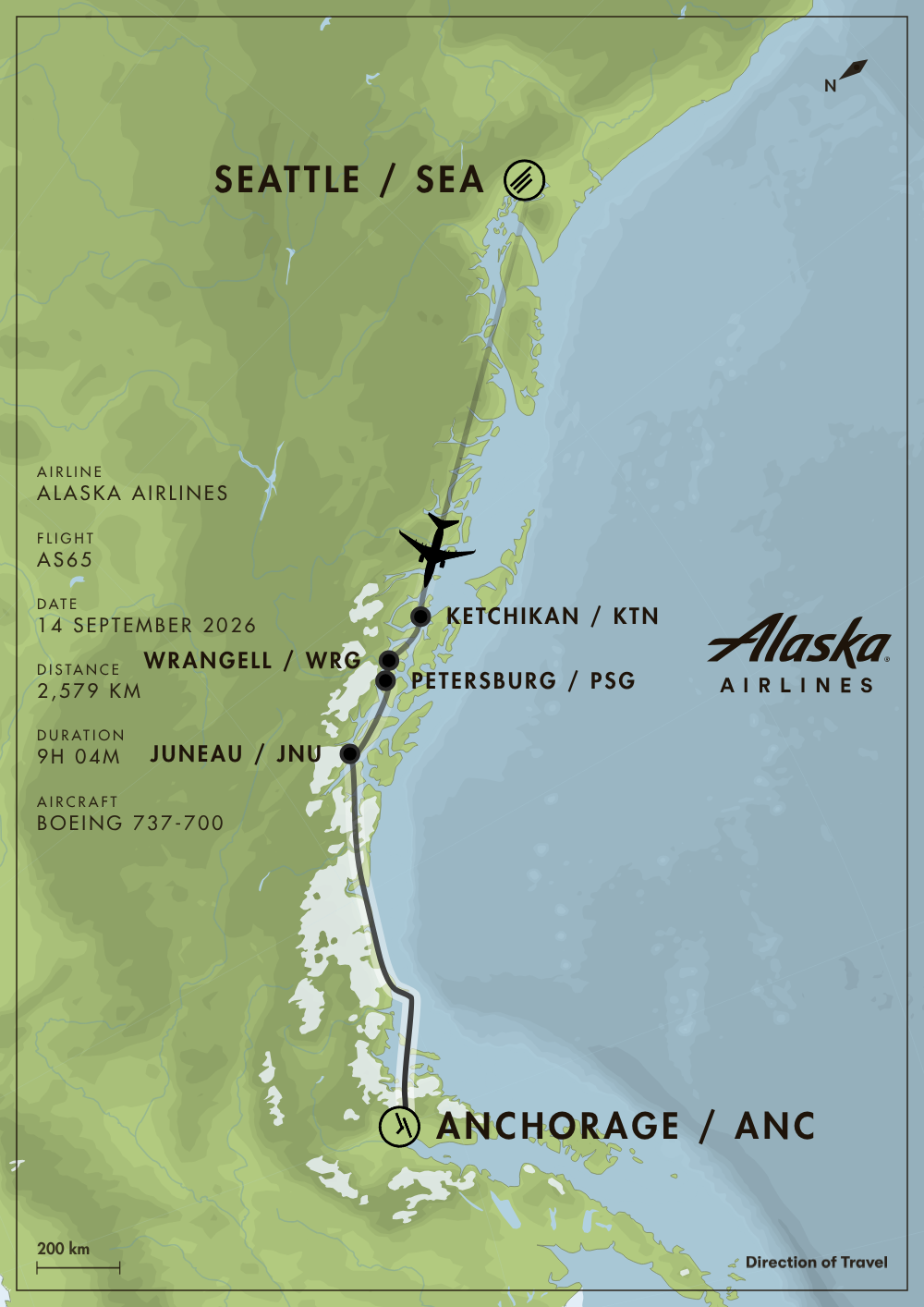 Seattle to Anchorage (5 flights)